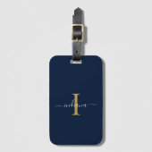 Elegant Monogram Initiaal Script Naam Reizen Bagagelabel (Voorkant (verticaal))