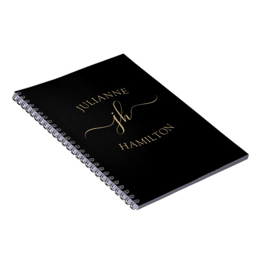 Elegant Monogram Initiaal Script Name Notitieboek (Rechterzijde)