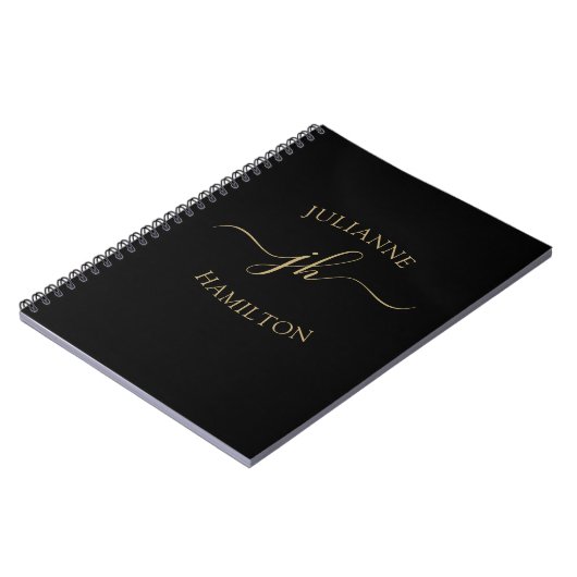 Elegant Monogram Initiaal Script Name Notitieboek (Linkerzijde)
