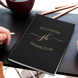 Elegant Monogram Initiaal Script Name Notitieboek