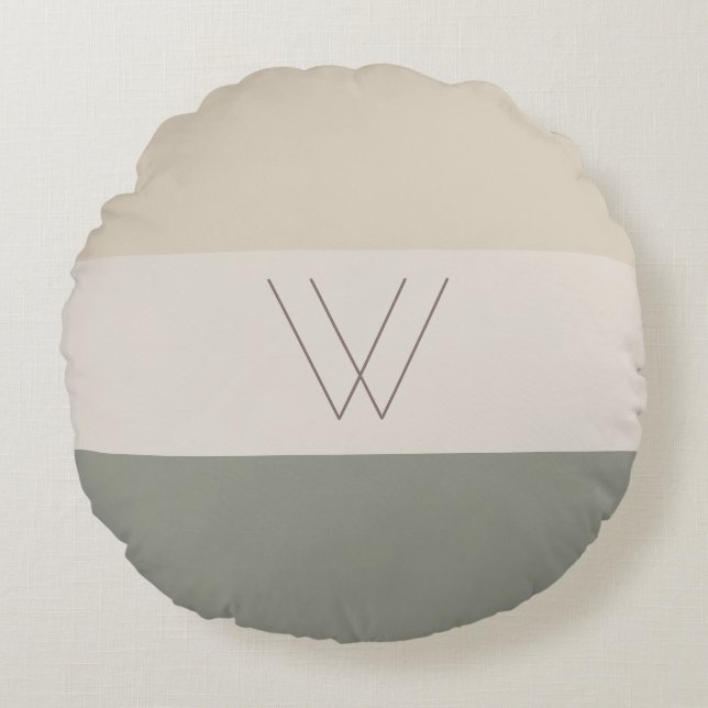 Elegant Monogram Initiaal Stijlvol Chic Patroon Rond Kussen (Voorkant)