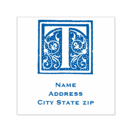 : Elegant monogram Initiaal "T" Middeleeuws Manusc Zelfinktende Stempel