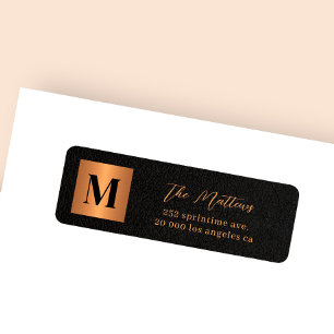 Elegant monogram initiaal zwart goud etiket