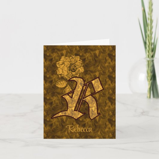 Elegant Monogram Initial R Gold Peony Personalized (Devant)