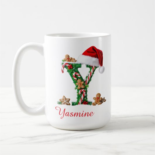 Elegant Monogram initial Y merry Christmas  Koffiemok (Links)