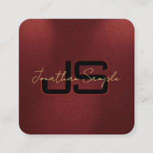 Elegant Monogram Initialen Gouden Kleur Tekst Vierkante Visitekaartje