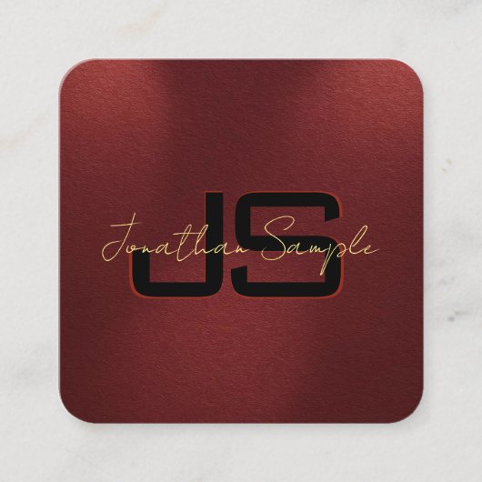 Elegant Monogram Initialen Gouden Kleur Tekst Vierkante Visitekaartje (Voorkant)