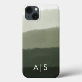 Elegant monogram Initialen Oerwoud Groen Ombre iPhone 13 Hoesje