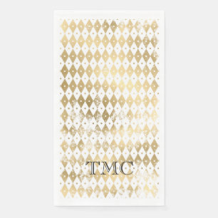 Elegant Monogram Initialen Zwart Goud Harlequin Servet