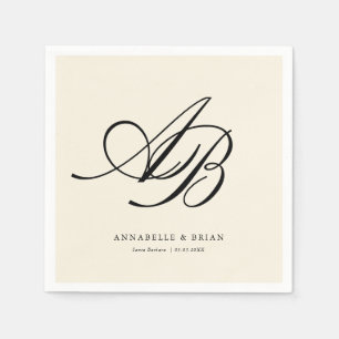 Elegant Monogram Ivoor Huwelijk Servet