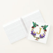 Elegant Monogram J Wedding Gift Hummingbird  Notitieboek (Binnen)