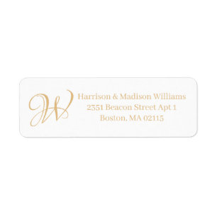 Elegant Monogram kamel tan wit aangepast adres Etiket