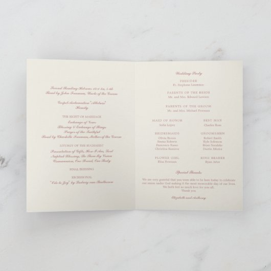 Elegant Monogram katholieke bruiloft Mass Ceremony Programma (Binnen)