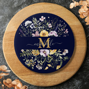Elegant Monogram Kleurrijke Bloementuin Bloem Ronde Button 7,6 Cm