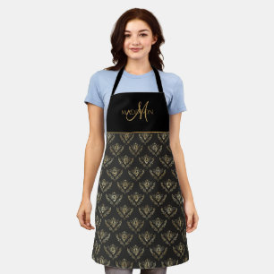 Elegant monogram, koningin bij, zwart met goud schort
