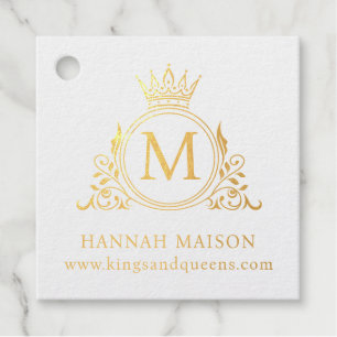 Elegant, Monogram, Koninklijk, Kroon, Logo Bedankjes Labels