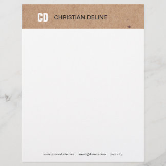 Elegant Monogram Kraft Wit Modern Minimalistisch Briefhoofd