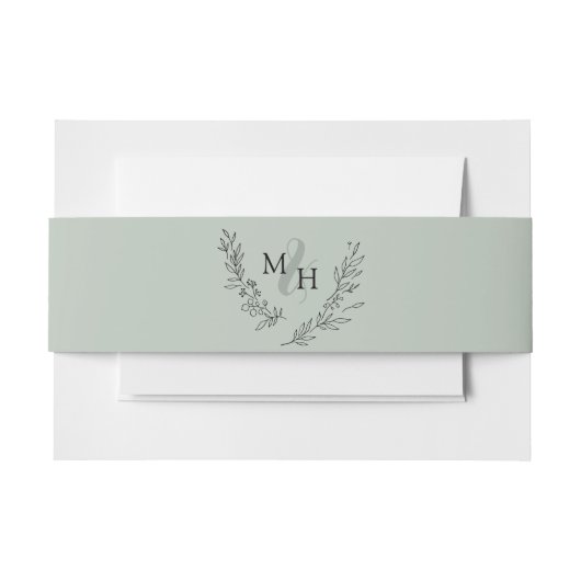 Elegant Monogram Krans Wijze Uitnodigingen Wikkel (Voorkant Voorbeeld)