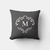 Elegant Monogram Lauriers Blaadjes Crest Custom Kussen (Voorkant)