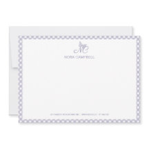 Elegant Monogram Lavendel Gingham Note Kaart