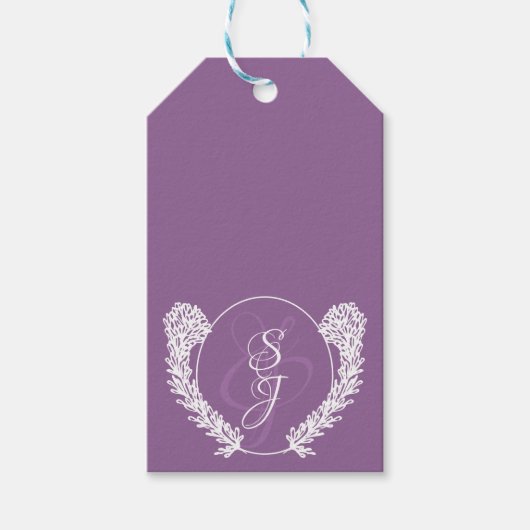 Elegant Monogram Lavendel Paarse bruiloft Cadeaulabel (Voorkant)