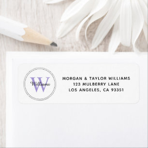 Elegant Monogram Lavendel Retouradres Etiket