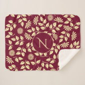 Elegant Monogram Leaf Daisy Pattern Burgundy Bath Sherpa Deken (Voorkant (horizontaal))