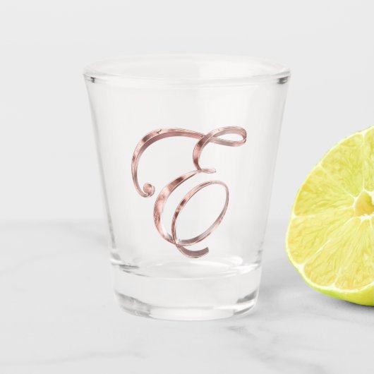 Elegant Monogram Letter E Roos Gold Chic Shot Glas (Voorkant)