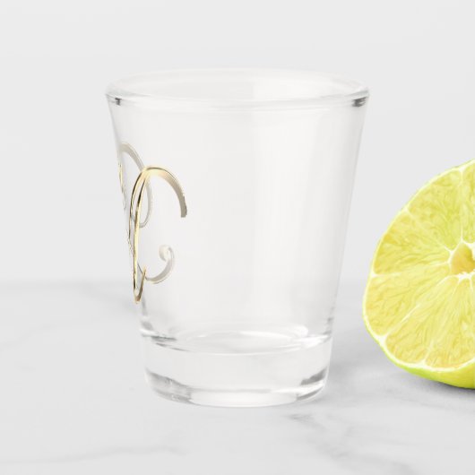 Elegant Monogram Letter M Faux Gold Chic Shot Glas (Rechts)