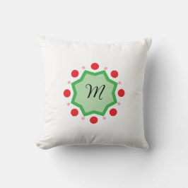 Elegant Monogram Letter M – Green Emblem with Red Kussen