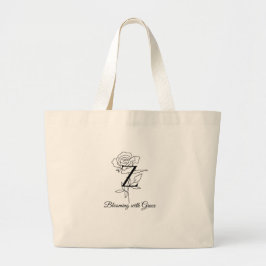 Elegant Monogram Letter Z Rose Floral "Blooming wi Grote Tote Bag