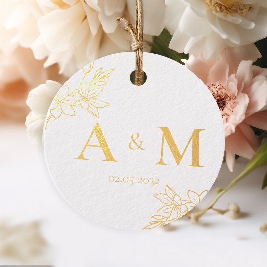 Elegant, Monogram, Lijn Kunst Bloemen, Bruiloften Bedankjes Labels