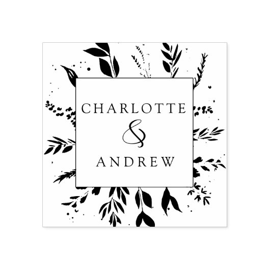 Elegant, Monogram, Lijnkunstblad, Bruiloften Rubberstempel (Afrduk)