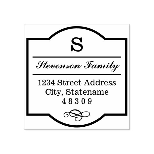 Elegant Monogram Lijst retouradres Rubberstempel (Afrduk)