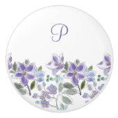 Elegant Monogram Lila Bloemen Keramische Knop (Voorkant)