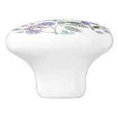 Elegant Monogram Lila Bloemen Keramische Knop (Zijkant)