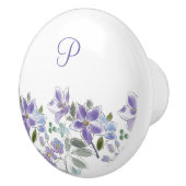 Elegant Monogram Lila Bloemen Keramische Knop (Rechts)