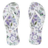 Elegant Monogram Lila Bloemenpatroon Teenslippers (Voetbed)
