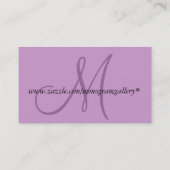 Élégant Monogram Lilac Carte de visite personnalis (Dos)