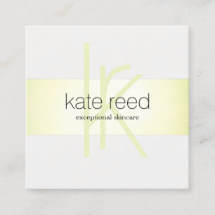 Elegant Monogram Lime Green Modern Stripe Vierkante Visitekaartje