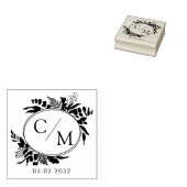 Elegant, Monogram, Line Art krans, bruiloften Rubberstempel (Gestempeld)