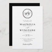 Elegant Monogram Linen Luxury Wedding Kaart (Voorkant / Achterkant)