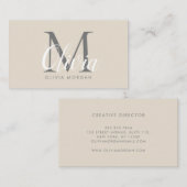 Elegant monogram logo beige grijs professioneel visitekaartje (Voorkant / Achterkant)