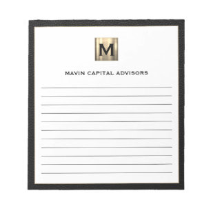 Elegant Monogram Logo Gevoerd Notitieblok voor Bed