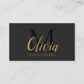 Elegant monogram logo gray black professional visitekaartje (Voorkant)