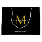 Elegant Monogram Logo Modern Black Gold Business Groot Cadeauzakje (Voorkant)