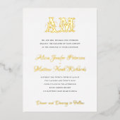 Elegant monogram luxe goudfolie bruiloft folie uitnodiging (Voorkant)