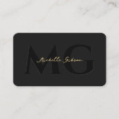 Elegant Monogram Luxe Zwart Professioneel Visitekaartje (Voorkant)