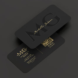 Elegant Monogram Luxe Zwart Professioneel Visitekaartje