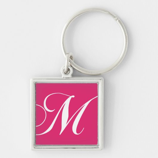 Elegant Monogram M Roze Sleutelhangers Favors (Voorkant)
